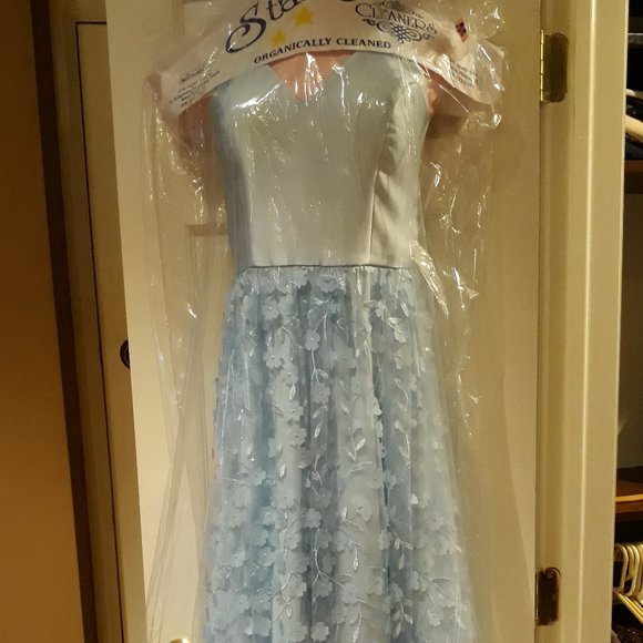 Ice Blue Juniors' 3d-floral Applique Gown - Picture 4 of 6